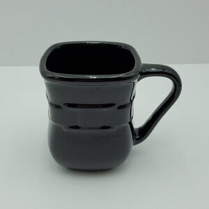 Longaberger Pottery Woven Traditions Ebony Black Soft Square Mug
